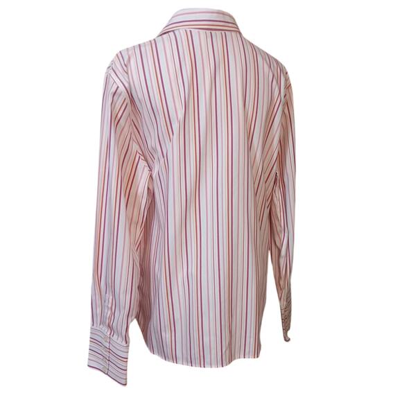 EDDIE BAUER Low Wrinkle Button Front Shirt Blouse Top Pink Stripe XL Casual Work - Picture 10 of 10